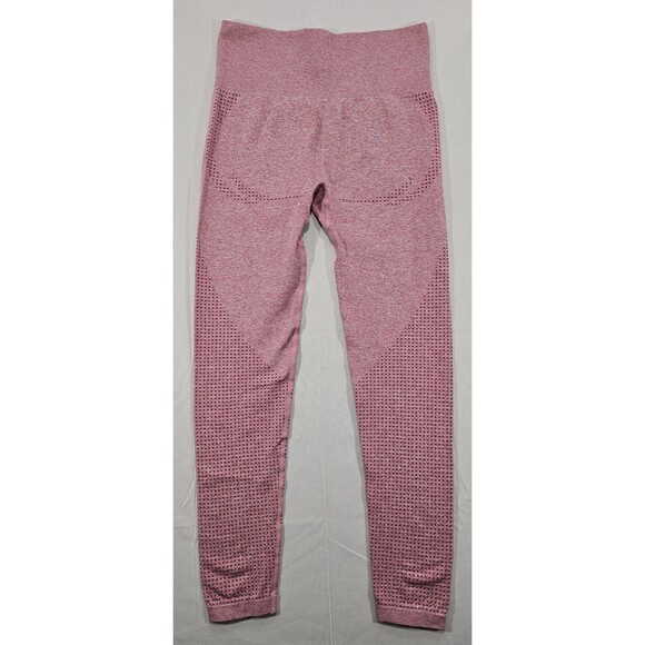 IMI Womens Activewear Leggings High Waisted Crop Pink Waffle Knit Yoga S/M - Picture 1 of 10